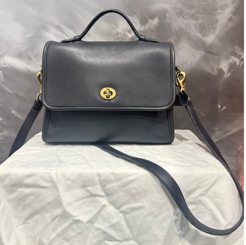 Coach Vintage 1994 Court Bag 9870 Navy Blue Leather Made in USA w/ Hangtag